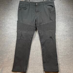 Southpole Stretch Biker Jeans Men's 44 (44X32) Black Destroyed Denim READ
